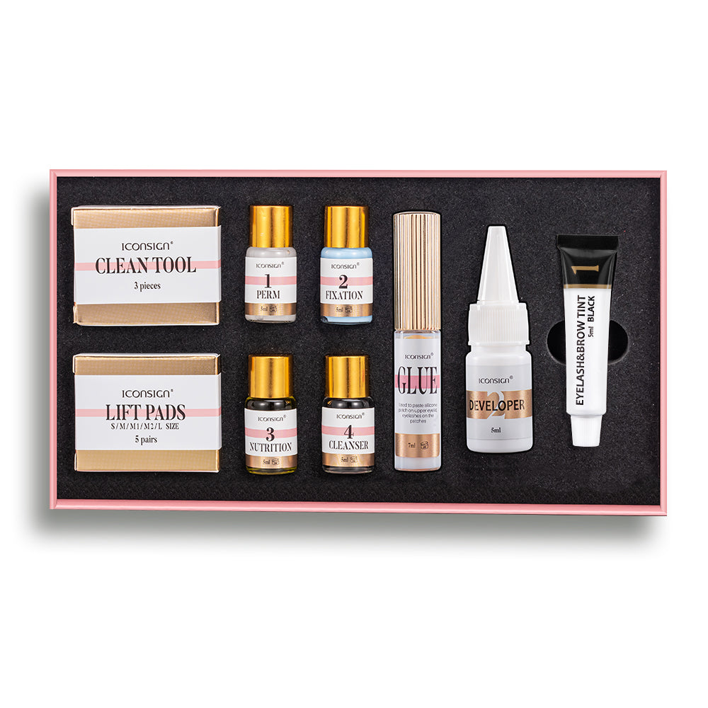 Kit de lifting y tinte para pestañas y cejas ICONSIGN – Negro